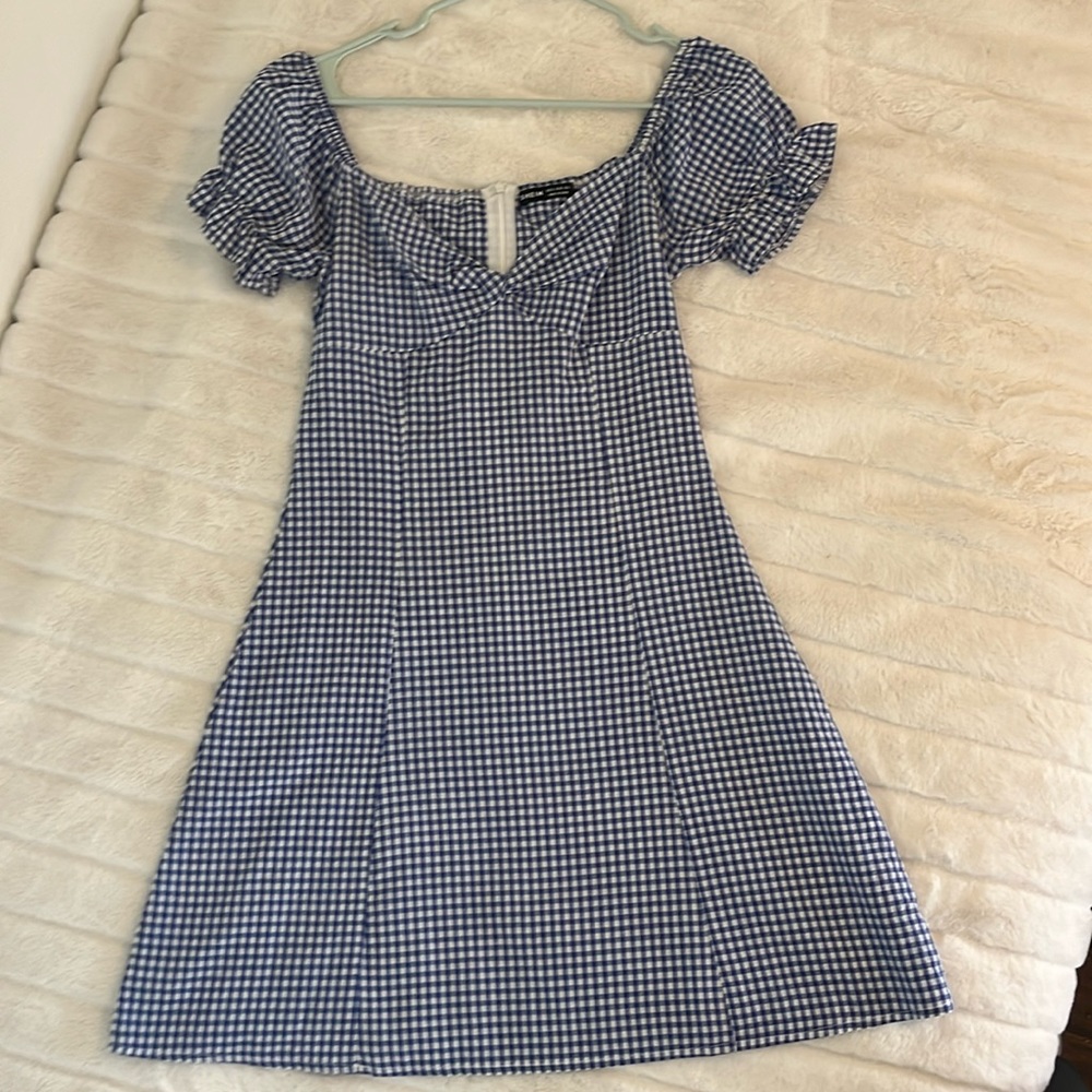 Blue and white checkered dress from SHEIN
